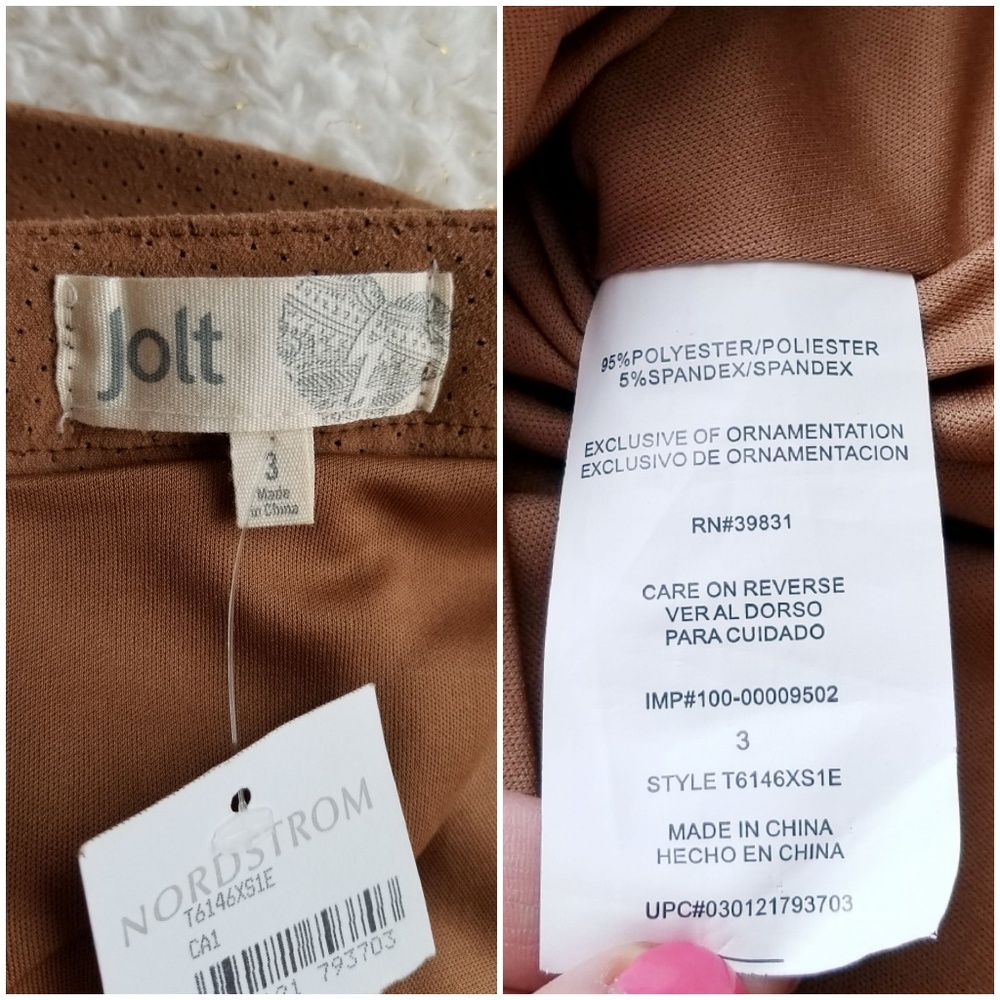 JOLT FAUX SUEDE BROWN CIRCLE SKIRT SIZE 3 - Picture 7 of 8